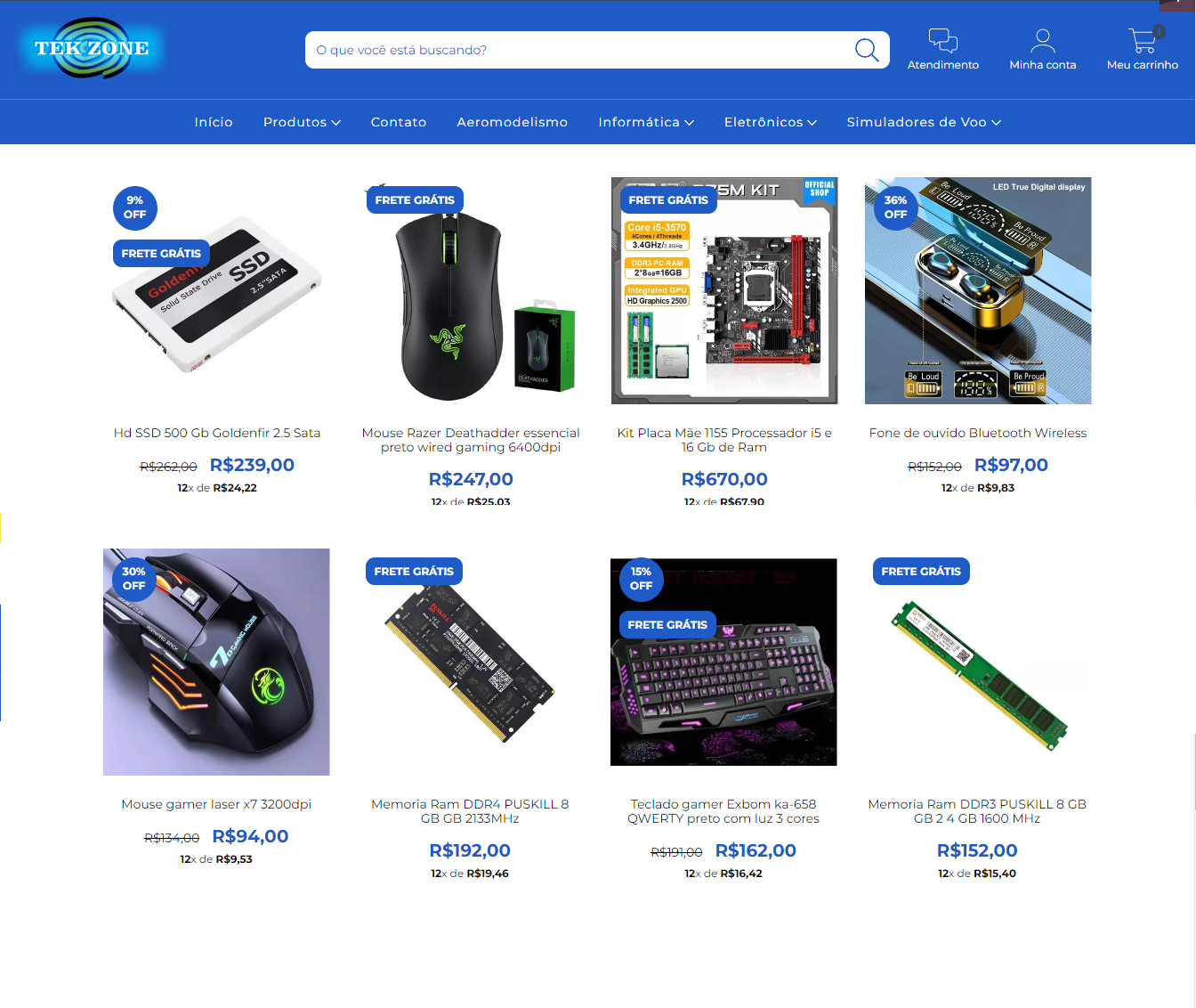 Site para vendas de produtos